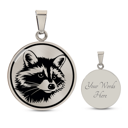 Raccoon Necklace – Black & White Woodland Animal Pendant