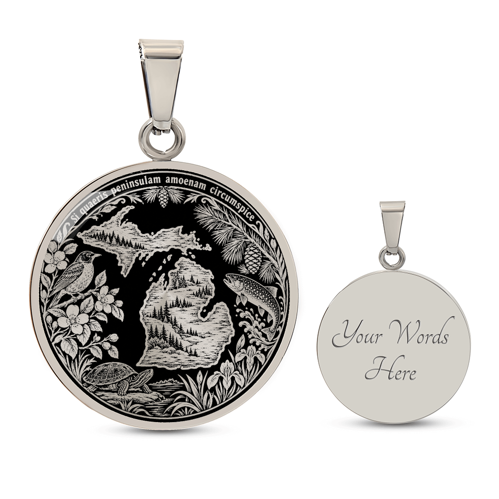 Michigan State Necklace – Great Lakes Wildlife Pendant