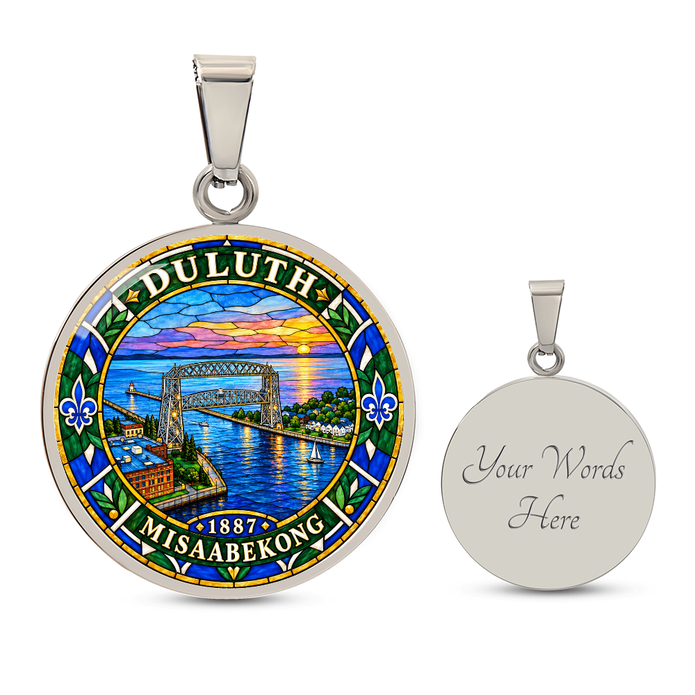 Duluth Minnesota Necklace – Stained Glass Harbor Pendant