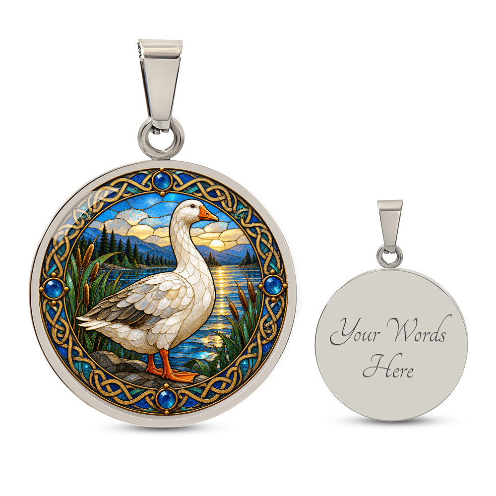 Personalized goose necklace with optional reverse engraving