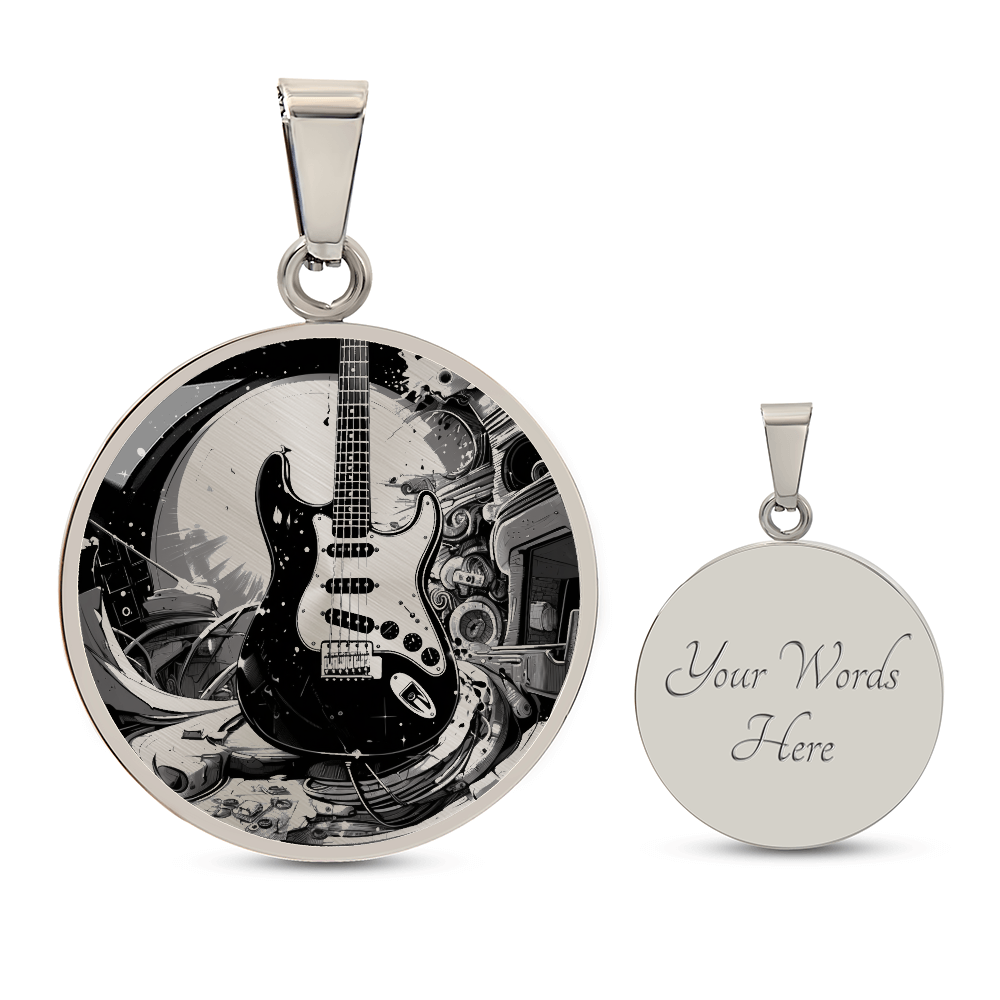 Electric Guitar Necklace – Black & Gold Rock Music Pendant