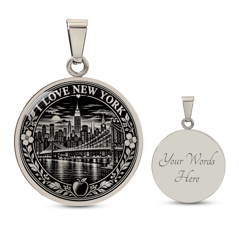 New York City Necklace – Vintage Linocut NYC Pendant