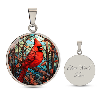 Stained Glass Cardinal Necklace – Colorful Red Bird Pendant