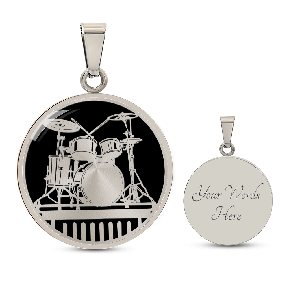 Gold Drum Kit Necklace – Black & Gold Drummer Pendant