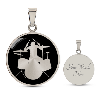 Drum Kit Necklace – Drummer Silhouette Pendant
