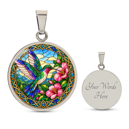 Personalized hummingbird pendant with optional back engraving