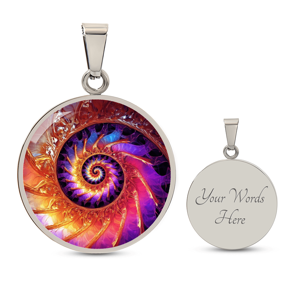 Fibonacci Spiral Necklace – Colorful Sacred Geometry Pendant