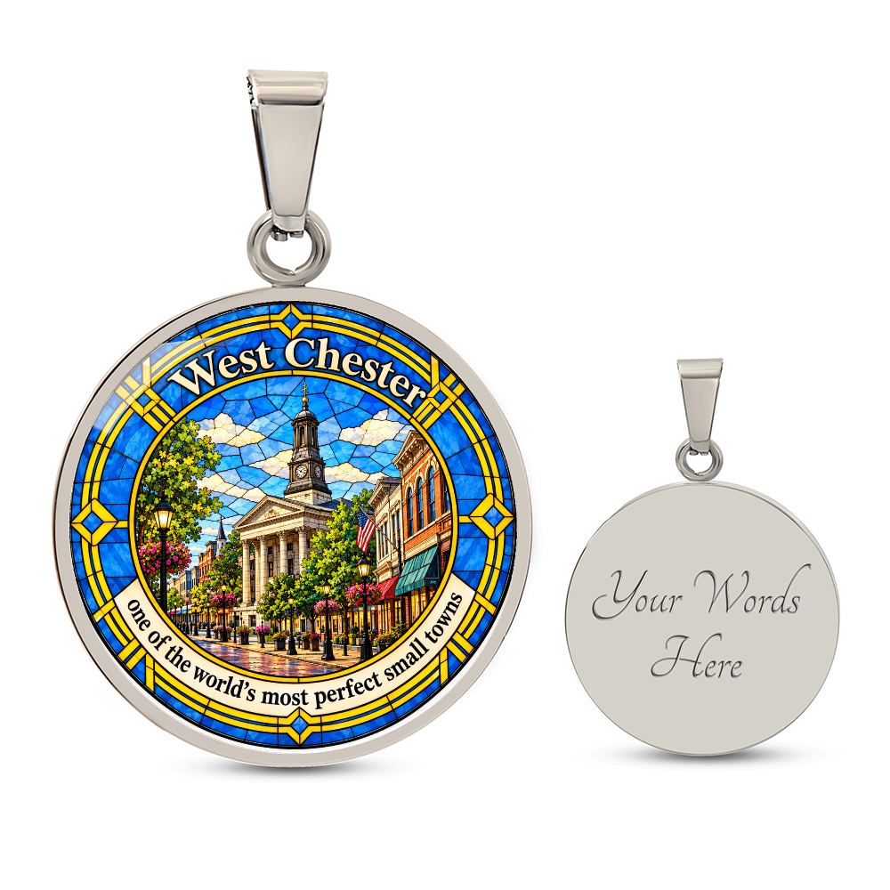 West Chester PA Necklace – Stained Glass Courthouse Pendant