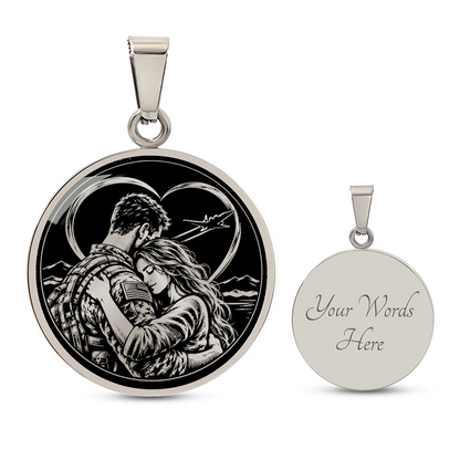 Reverse side of military couple necklace with optional personalized engraving, if shown.