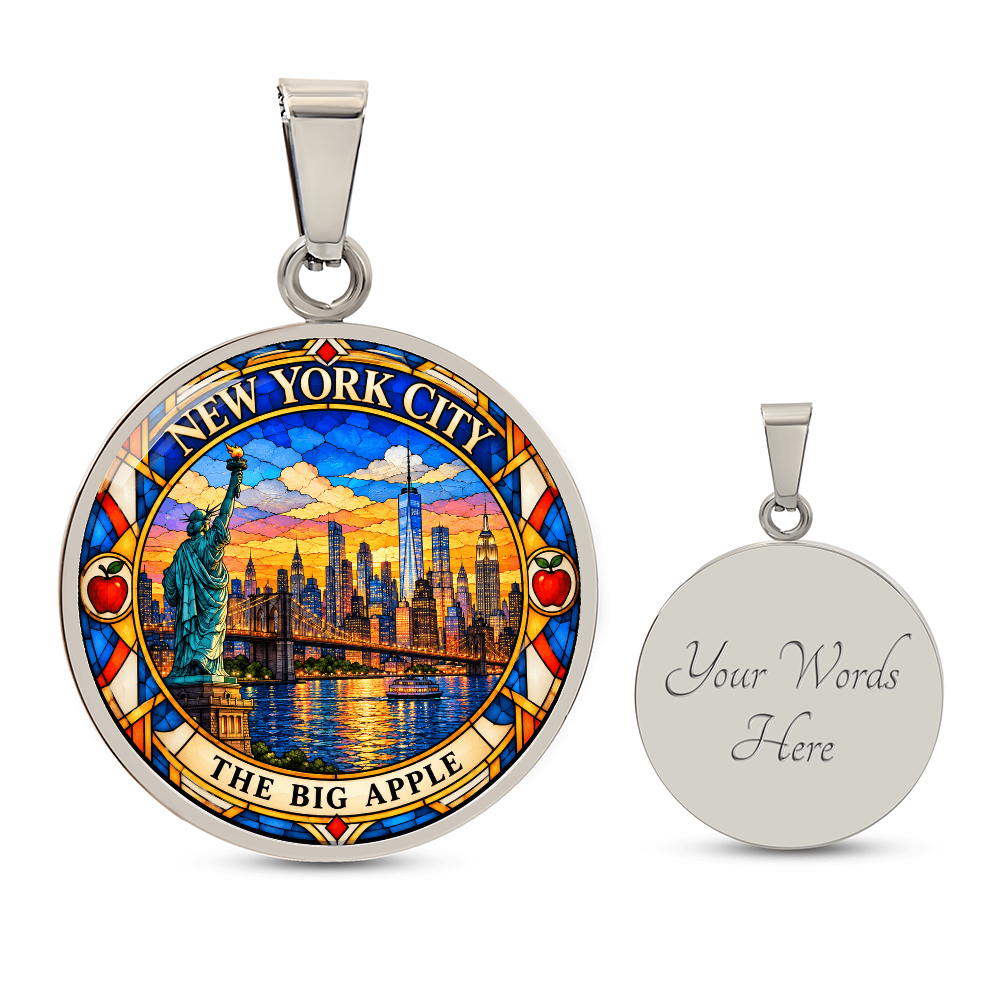 New York City Skyline Necklace – Stained Glass NYC Pendant