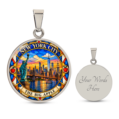 New York City Skyline Necklace – Stained Glass NYC Pendant