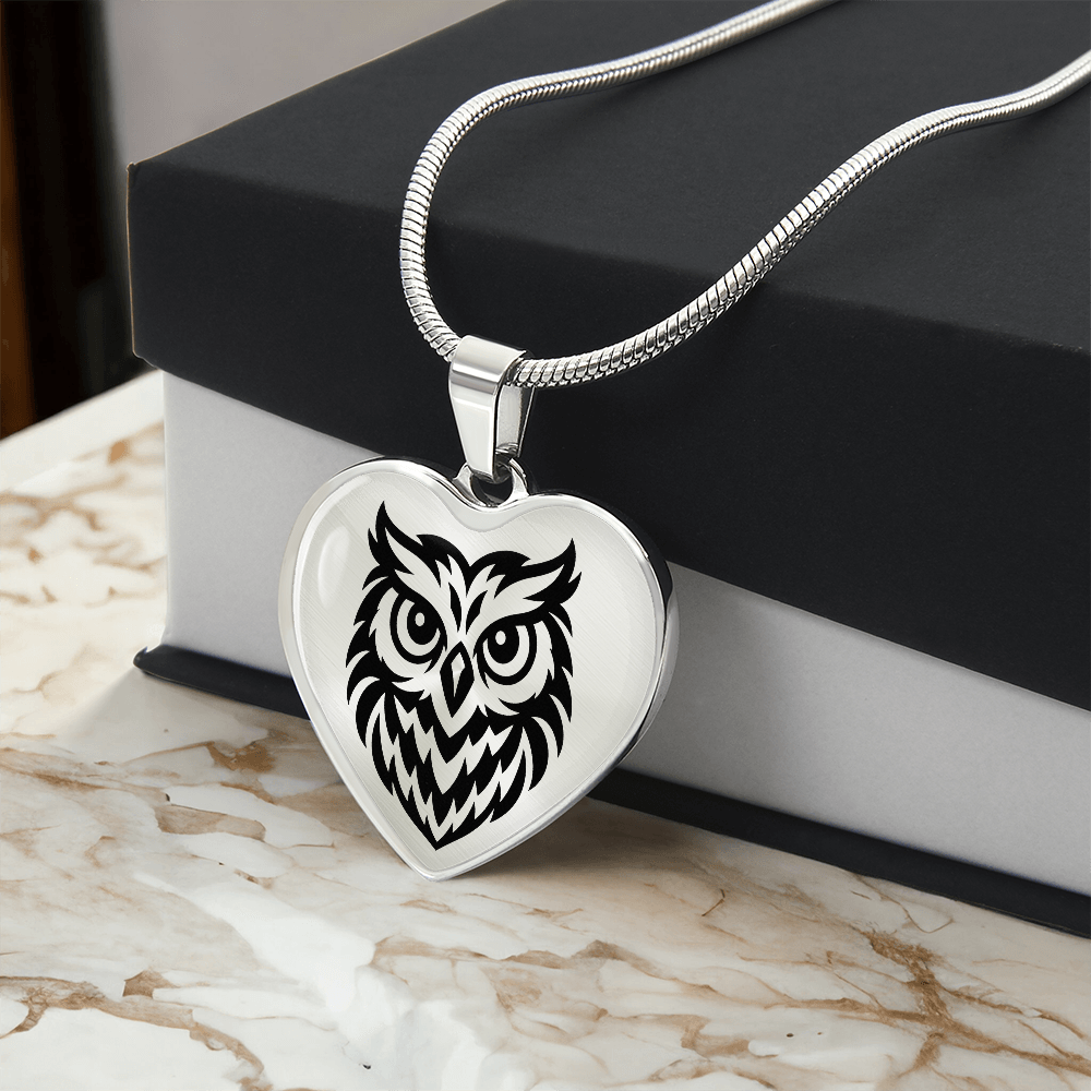 Heart shaped owl necklace gift for owl lovers