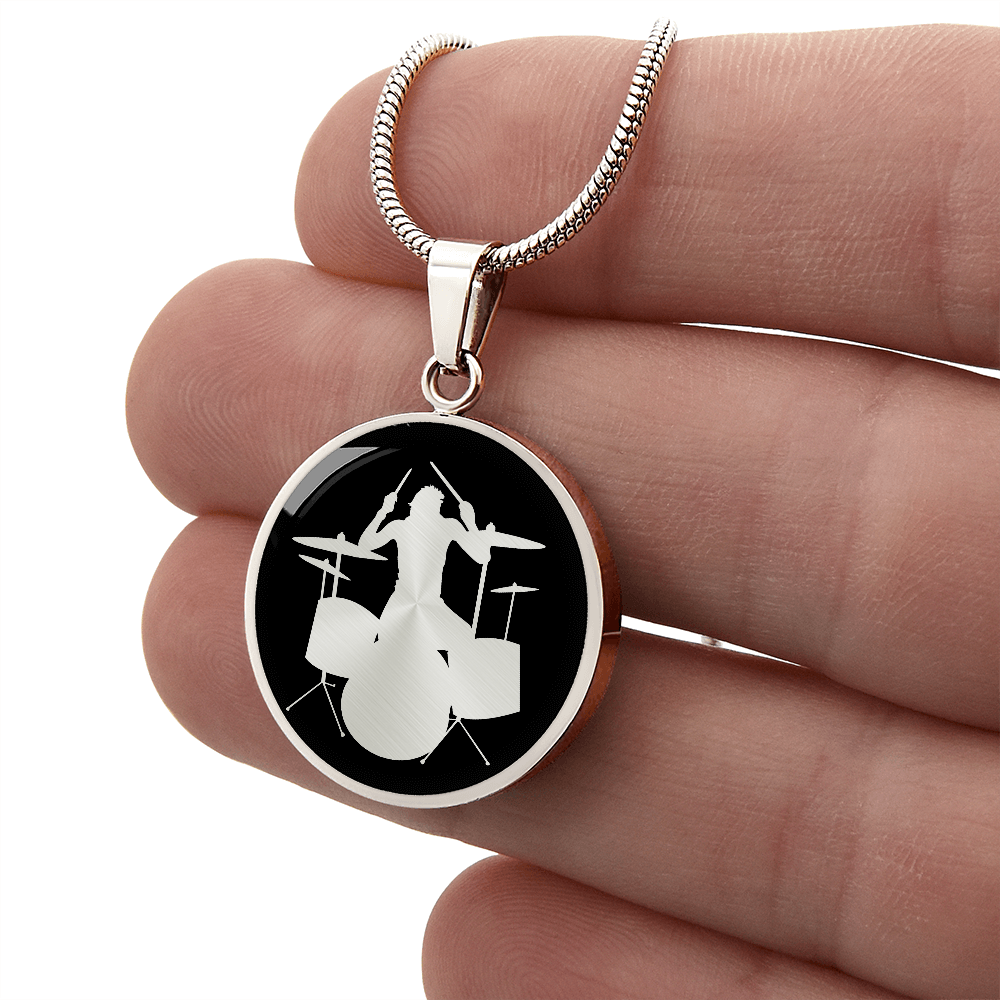 Drum Kit Necklace – Drummer Silhouette Pendant