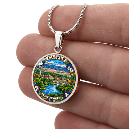 Casper Wyoming Necklace – Stained Glass City Pendant