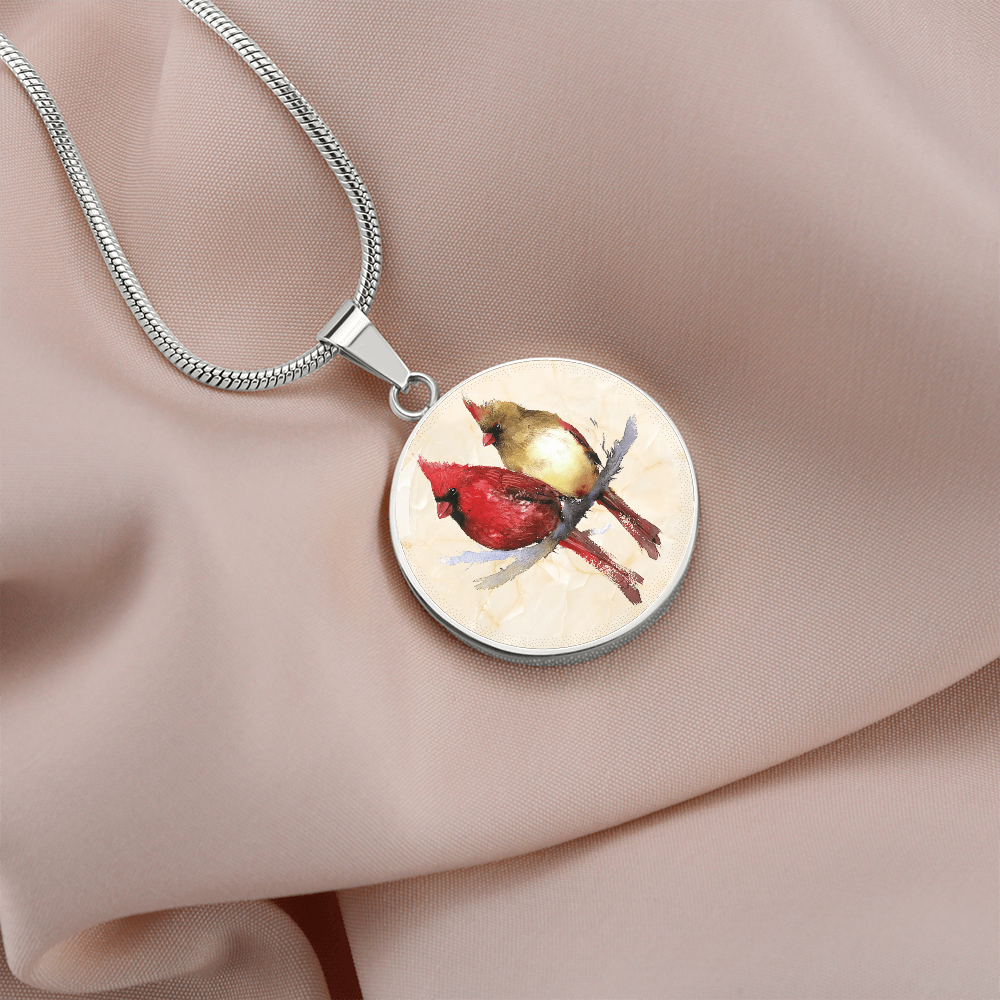 Northern Cardinal Pair Necklace – Male & Female Bird Pendant