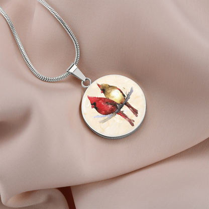 Northern Cardinal Pair Necklace – Male & Female Bird Pendant