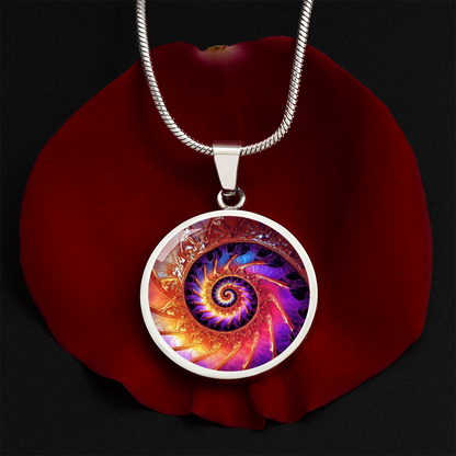 Fibonacci Spiral Necklace – Colorful Sacred Geometry Pendant