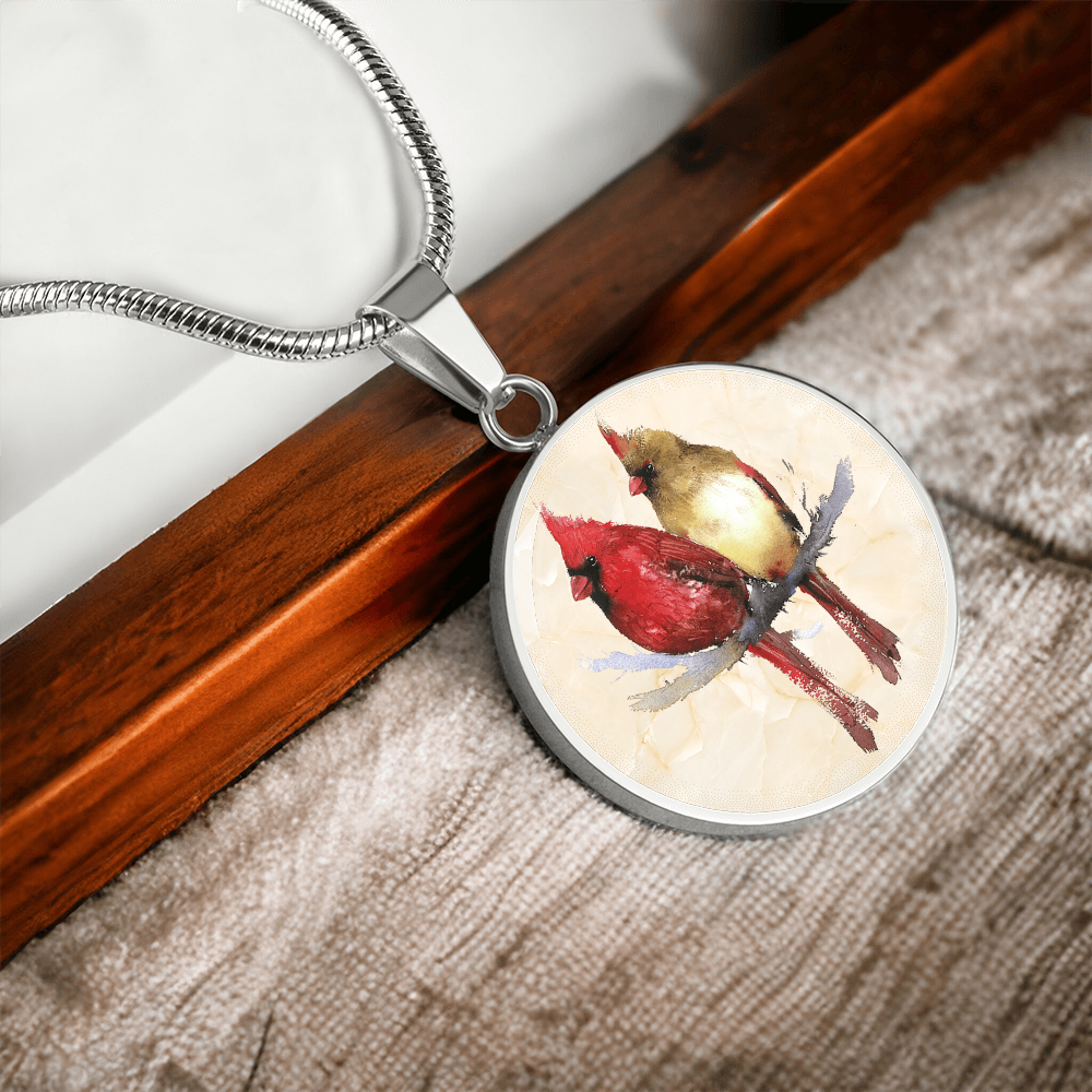 Northern Cardinal Pair Necklace – Male & Female Bird Pendant