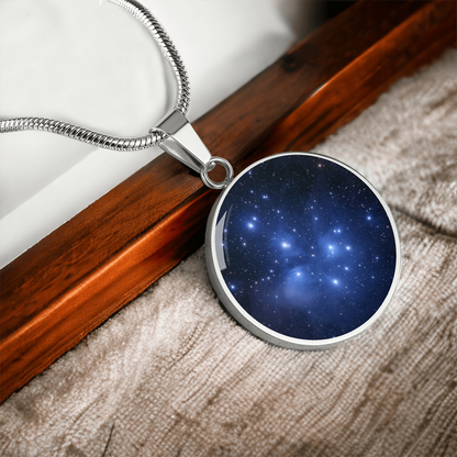 Pleiades Star Map Necklace – Round Astronomy Pendant