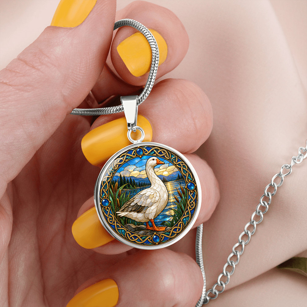 Goose pendant necklace with adjustable 18–22-inch chain