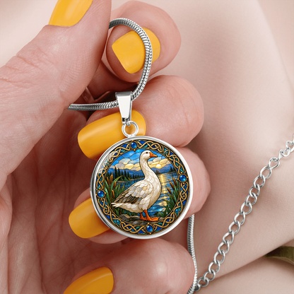 Goose pendant necklace with adjustable 18–22-inch chain