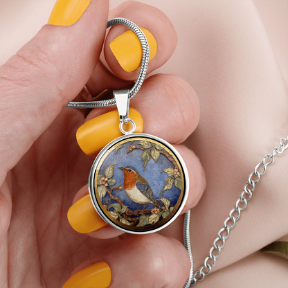 Robin Necklace – Cloisonné-Inspired Bird Pendant Jewelry