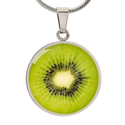 Kiwi Slice Necklace – Bright Green Fruit Pendant