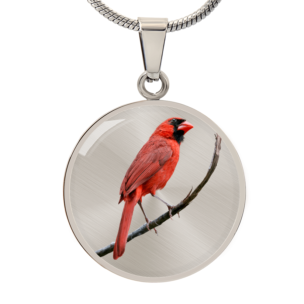 Realistic Northern Cardinal Necklace – Red Bird Portrait Pendant