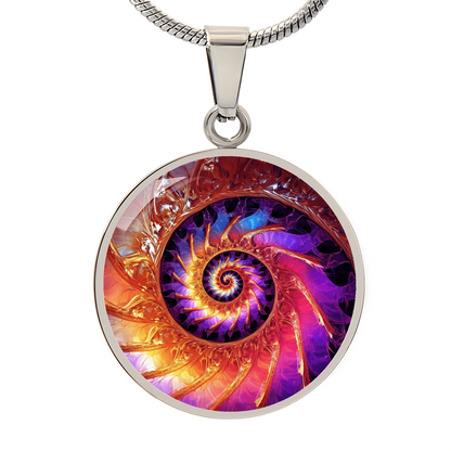 Fibonacci Spiral Necklace – Colorful Sacred Geometry Pendant