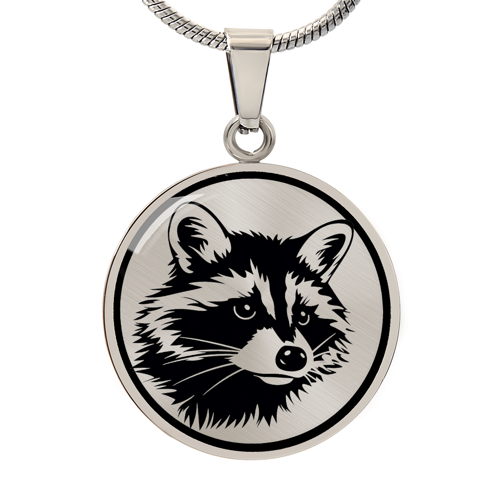 Raccoon Necklace – Black & White Woodland Animal Pendant