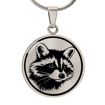 Raccoon Necklace – Black & White Woodland Animal Pendant