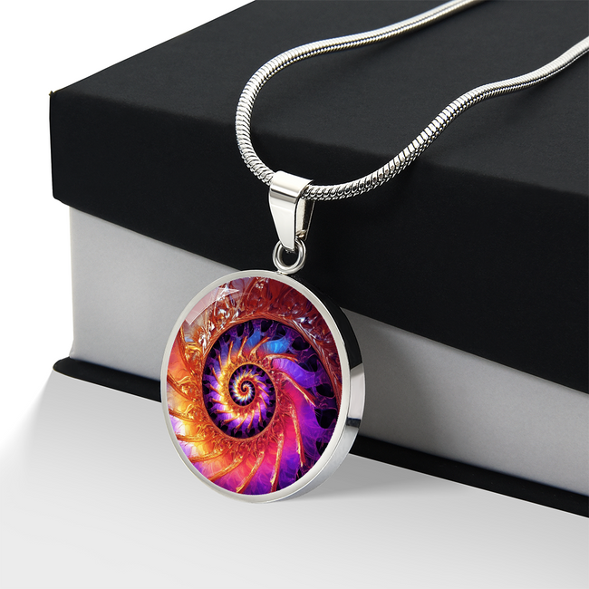 Fibonacci Spiral Necklace – Colorful Sacred Geometry Pendant