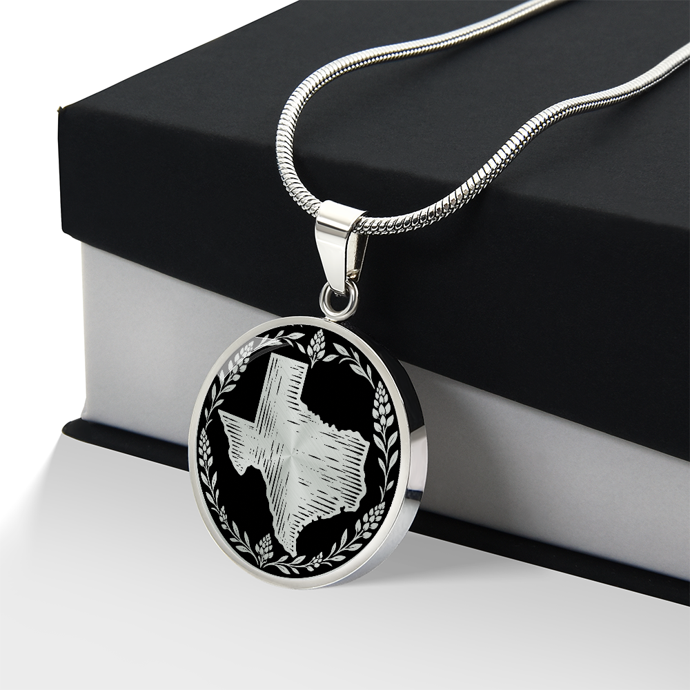 Texas Bluebonnet Necklace – Texas State Linocut Pendant