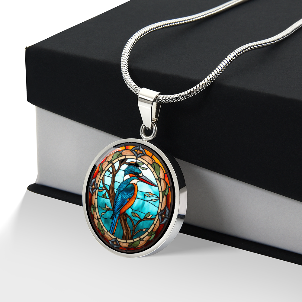 Kingfisher Necklace – Glass Art-Inspired Bird Pendant