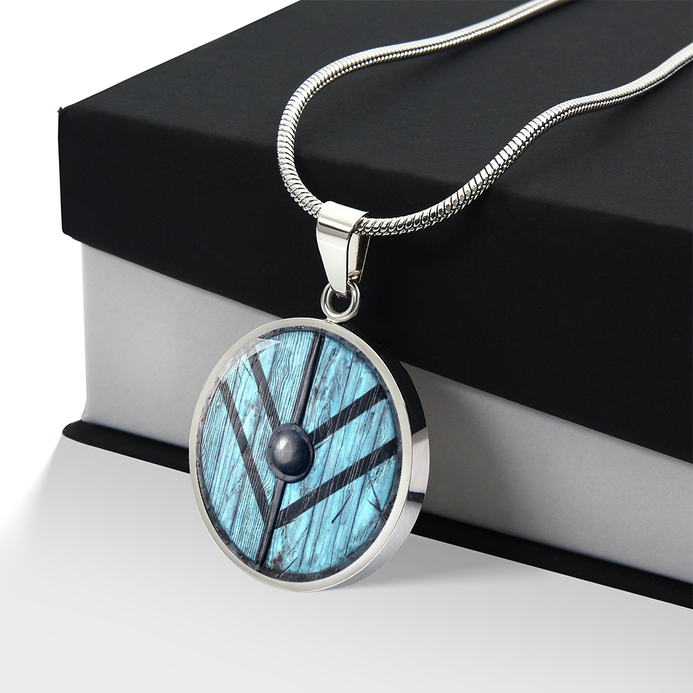 Viking Shield Necklace – Blue Shieldmaiden Pendant