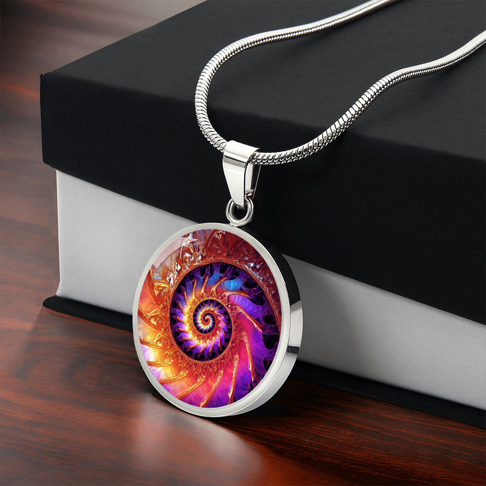 Fibonacci Spiral Necklace – Colorful Sacred Geometry Pendant