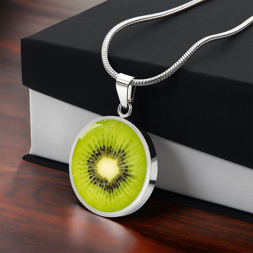 Kiwi Slice Necklace – Bright Green Fruit Pendant
