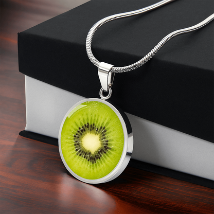 Kiwi Slice Necklace – Bright Green Fruit Pendant