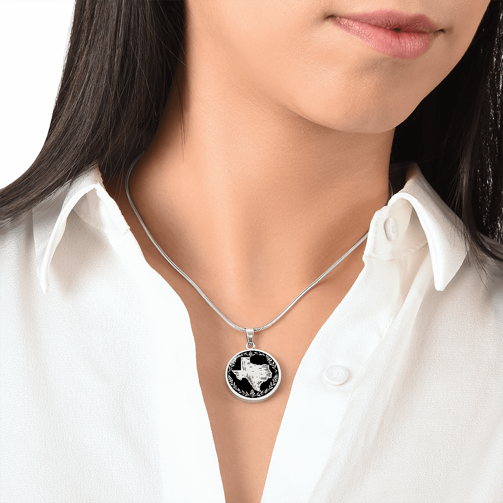 Texas Bluebonnet Necklace – Texas State Linocut Pendant