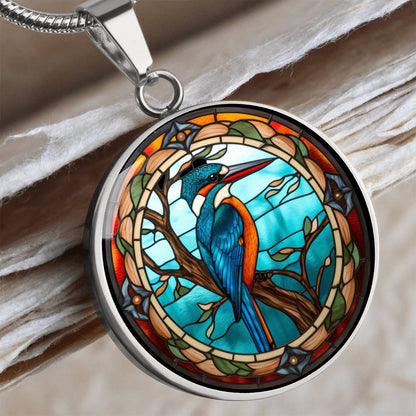 Kingfisher Necklace – Glass Art-Inspired Bird Pendant