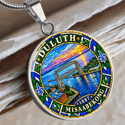 Duluth Minnesota Necklace – Stained Glass Harbor Pendant