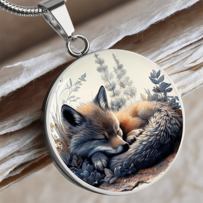 Sleeping Fox Necklace – Watercolor Wildlife Pendant