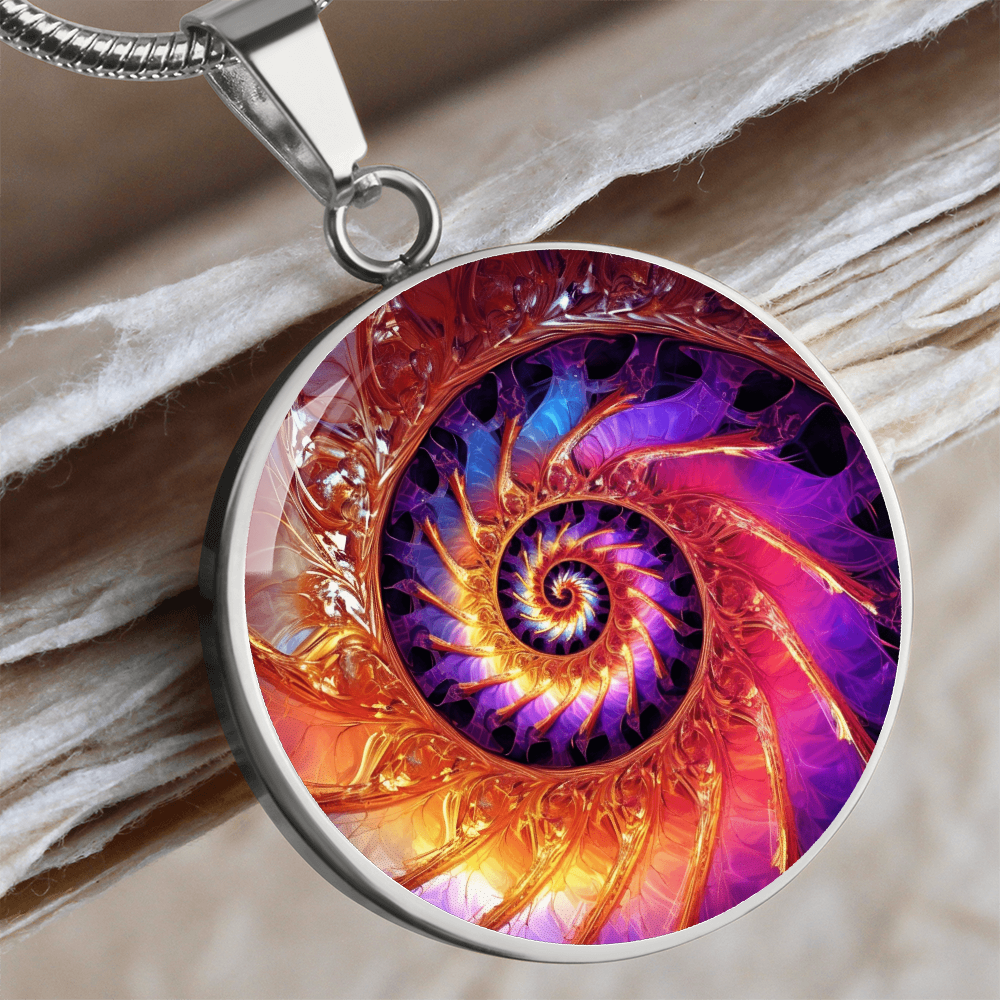 Fibonacci Spiral Necklace – Colorful Sacred Geometry Pendant