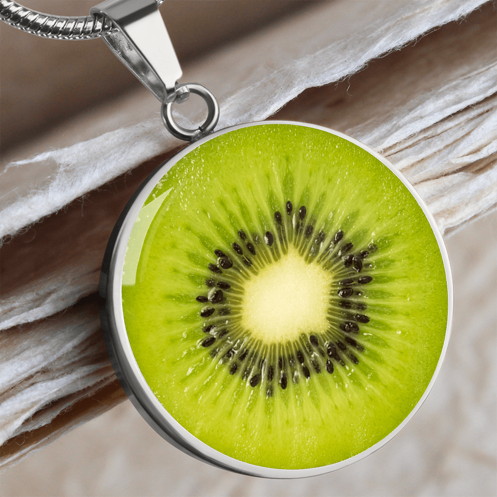 Kiwi Slice Necklace – Bright Green Fruit Pendant