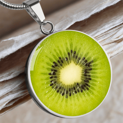 Kiwi Slice Necklace – Bright Green Fruit Pendant
