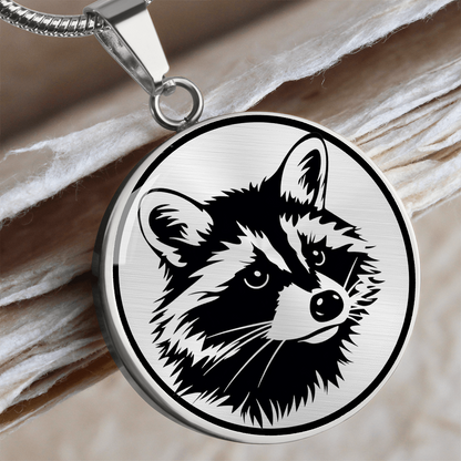 Raccoon Necklace – Black & White Woodland Animal Pendant