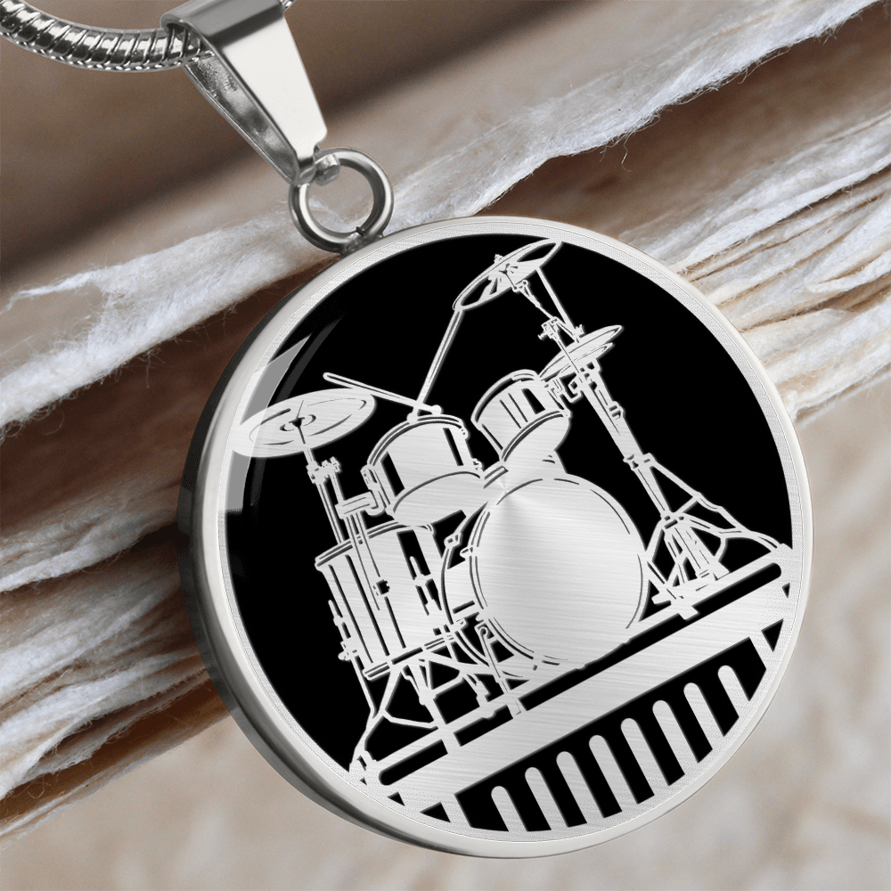 Gold Drum Kit Necklace – Black & Gold Drummer Pendant