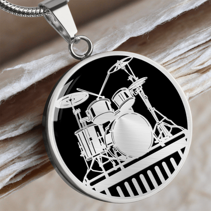 Gold Drum Kit Necklace – Black & Gold Drummer Pendant