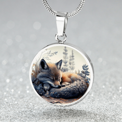 Sleeping Fox Necklace – Watercolor Wildlife Pendant