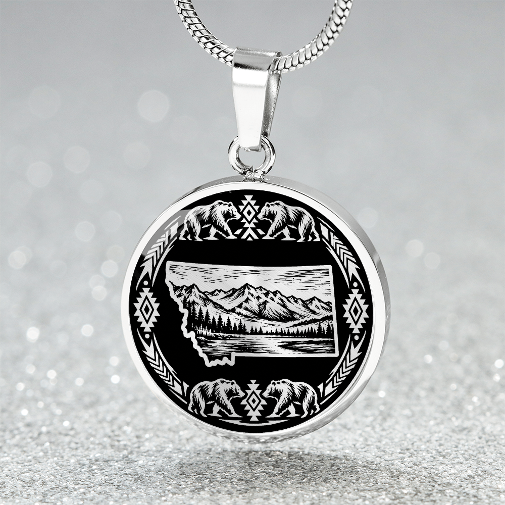 Montana Bear Necklace – Mountain Landscape Pendant